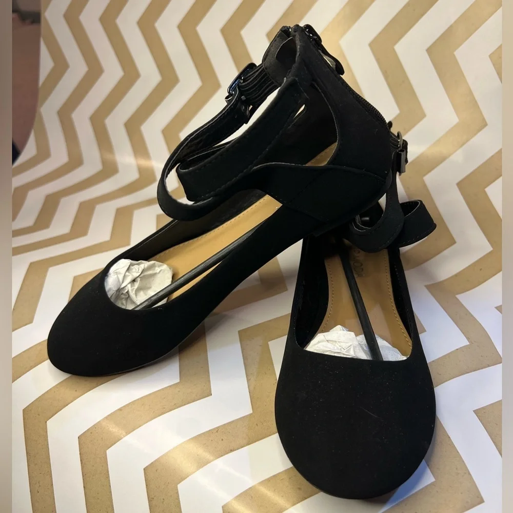 Black Faux Suede Ballet Flats Size 6 NWOT - Picture 4 of 5